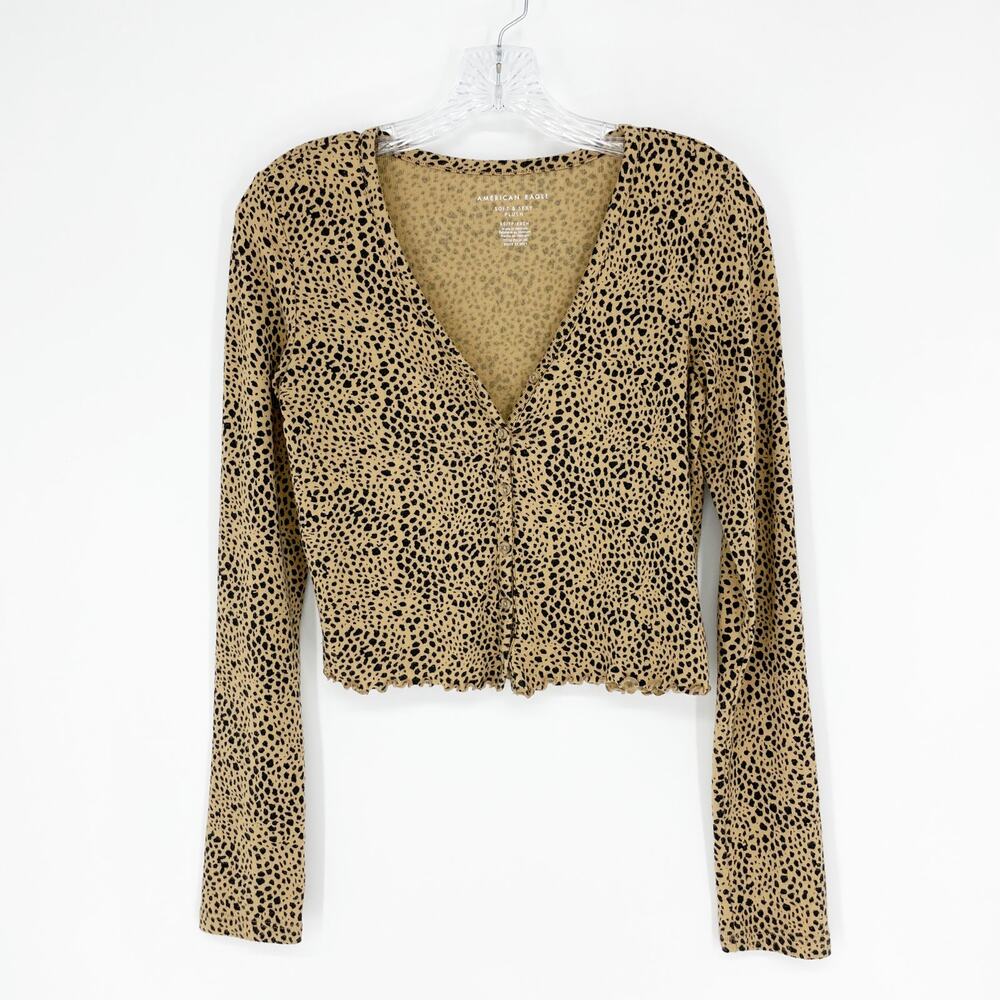 American Eagle Plush Leopard Print Top XS
